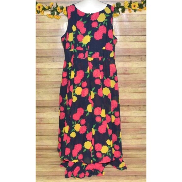 Jessica London Blue Floral Sleeveless Dress Plus Size 24 Flowy Ruffles Spring - Picture 8 of 13